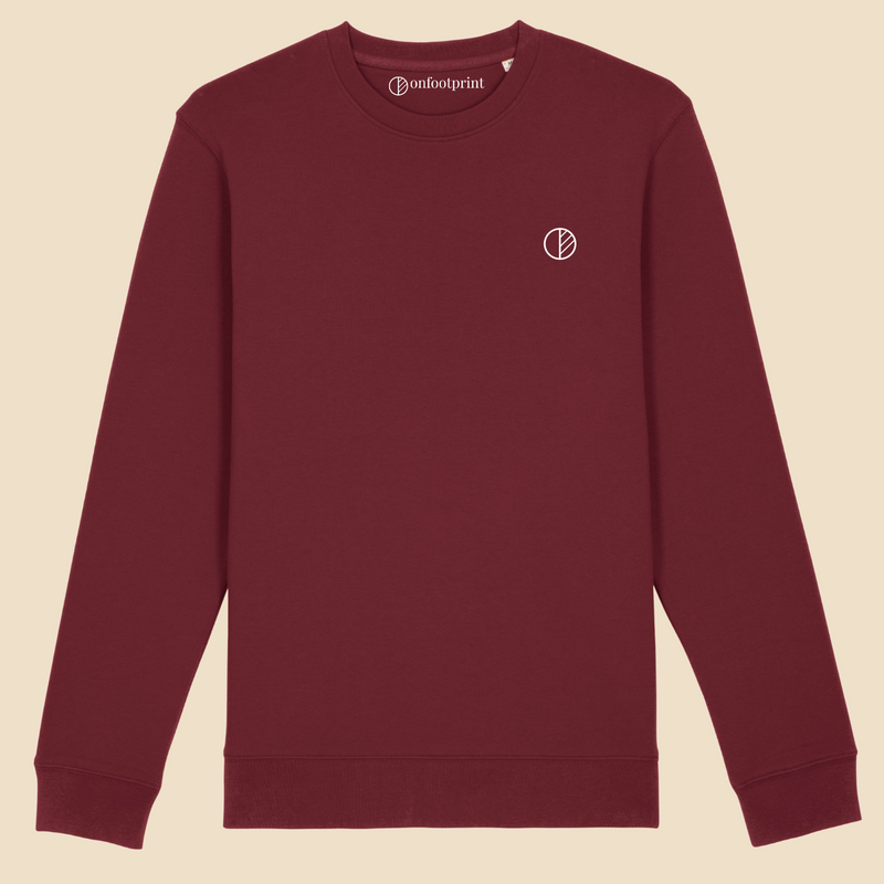 Organic cotton and recycled polyester sweater, designed in Paris, burgundy