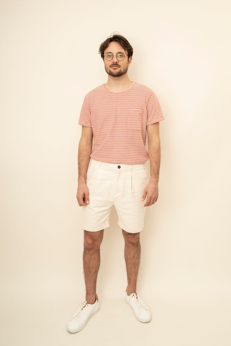 organic and recycled cotton white shorts - onfootprint - sustainable fashion